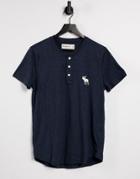 Abercrombie & Fitch Exploded Icon Logo Henley T-shirt In Blue-blues