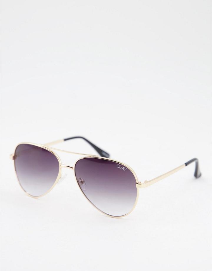 Quay Aviator Sunglasses Faded Smoke-gold
