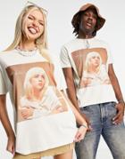 Reclaimed Vintage Inspired Unisex Organic Cotton Licensed Billie Eilish T-shirt In Ecru-white