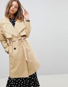 Stradivarius Trench Trench With Side Stripe - Beige