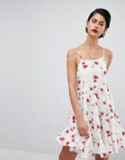 Missguided Cami Strap Floral Smock Dress-red