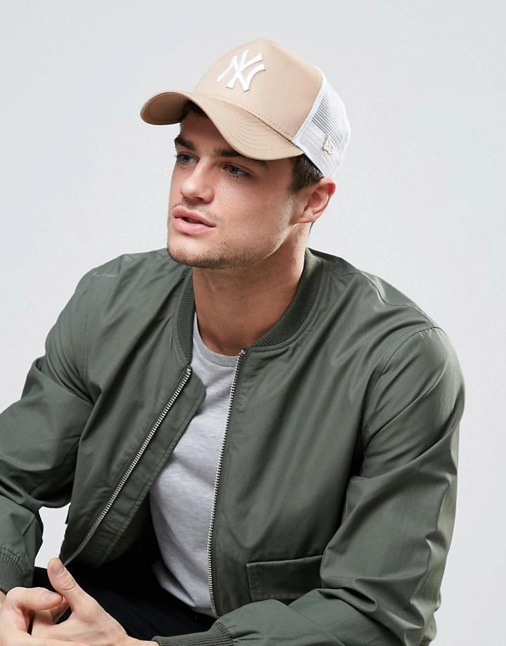 New Era 9forty Adjustable Cap Ny Yankees In Linen - Beige