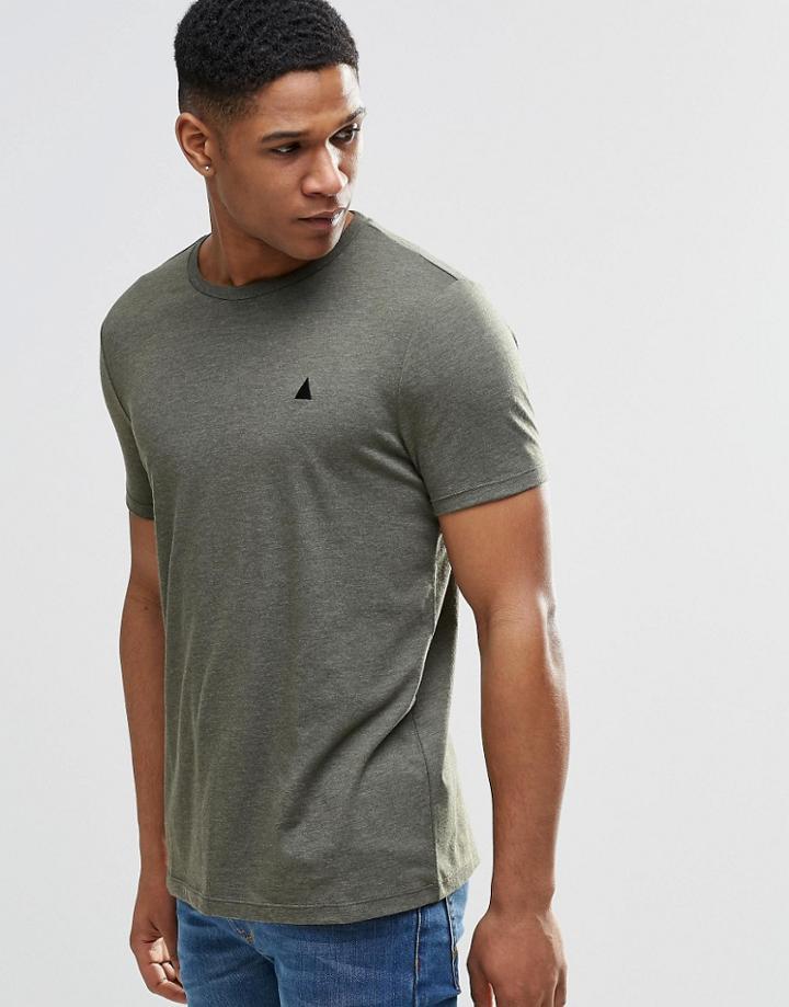 Asos Logo T-shirt With Crew Neck In Khaki - Rifle Green Marl