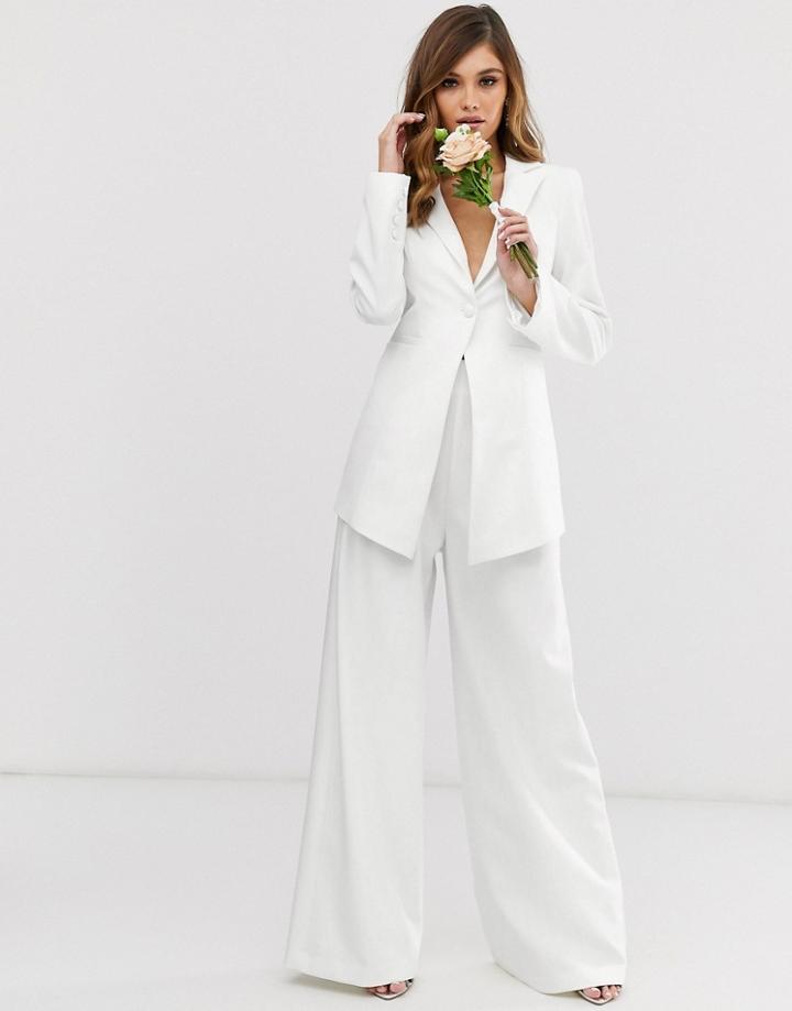 Asos Edition Wide Leg Pleat Front Pants-white