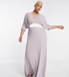 Tfnc Plus Bridesmaid Long Sleeve Maxi Dress In Lavender Gray