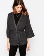 Vila Beaton Wrap Kimono Cardigan In Gray - Gray