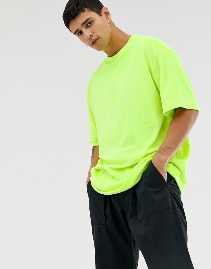 Collusion Neon Velvet T-shirt In Green - Green