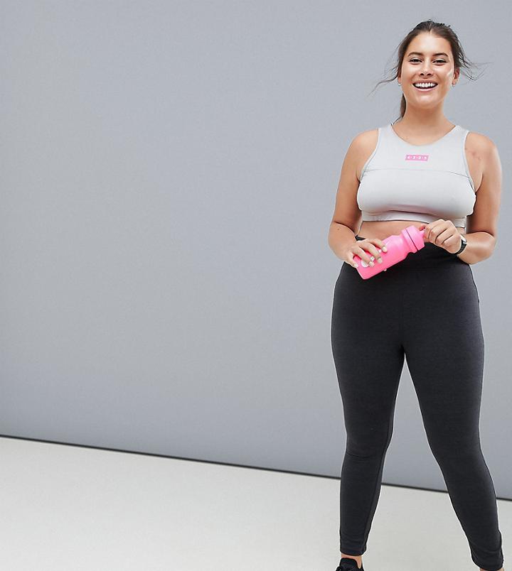 Asos 4505 Curve High Waist Sports Legging In Grey Marl - Gray