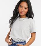 Asos Design Petite Ultimate Organic Cotton T-shirt With Crew Neck In Gray Marl-grey