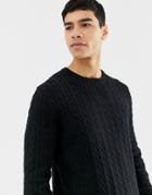 Only & Sons Knitted Sweater With Cable Detail - Black