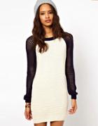 Asos Varsity Sweater Dress - Cream