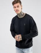 Religion Dropped Shoulder Sweatshirt With Raw Seam - Black