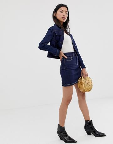 Northmore Denim Organic Cotton Rinse Wash Denim Mini Skirt-blue