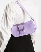 Svnx Croc Shoulder Bag With Large Bucket Detail In Purple