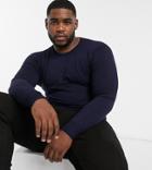 Gianni Feraud Plus Premium Muscle Fit Stretch Crew Neck Sweater-navy
