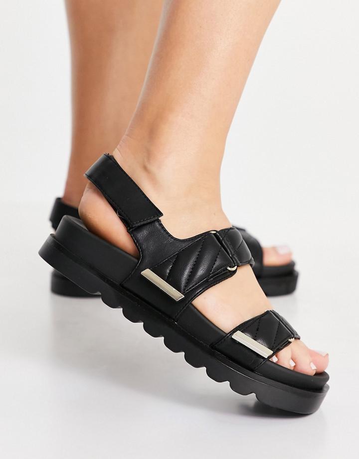 Stradivarius Padded Grandad Sandal In Black