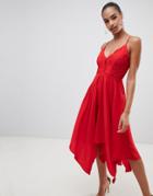 Ax Paris Strappy Red Hanky Hem Dress - Red