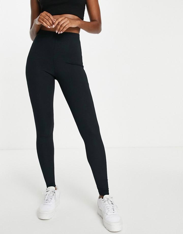 Topshop Skinny Rib Legging In Black