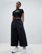 Asos Design Wide Leg Culottes In Sporty Fabric With Belt - Black