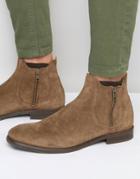 Hudson London Mitchell Suede Zip Boots - Tan