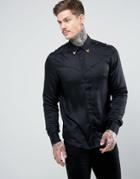 Asos Regular Fit Western Shirt With Collar Tips - Black