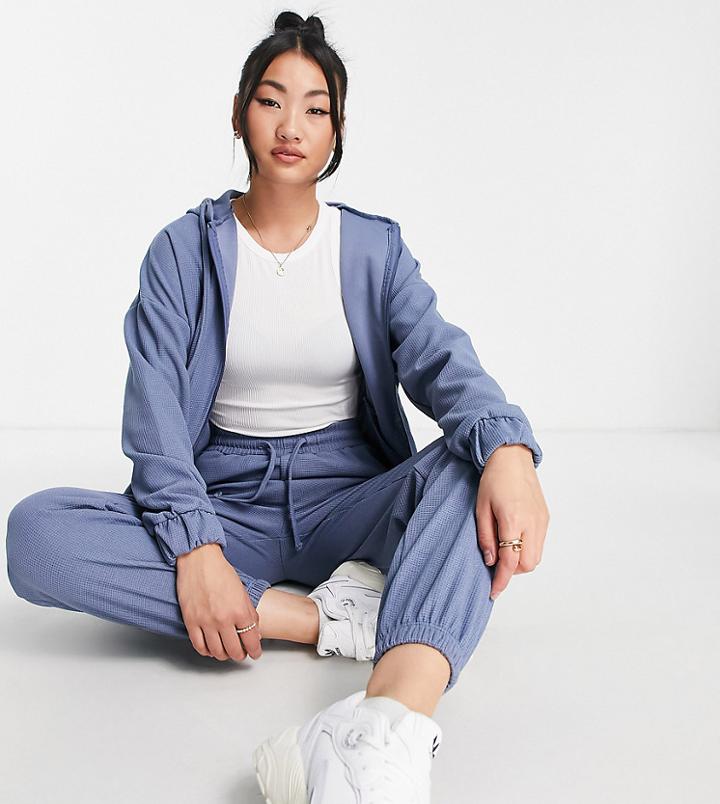 South Beach Waffle Oversized Full Zip Hoodie In Blue