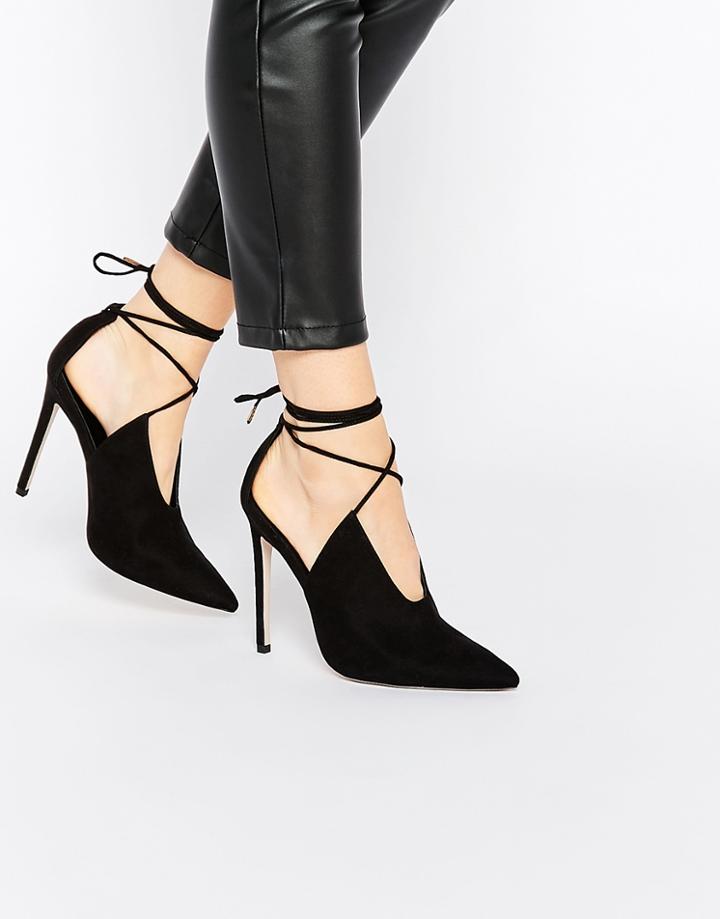 Asos Propellor Lace Up Pointed Heels - Black