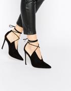 Asos Propellor Lace Up Pointed Heels - Black