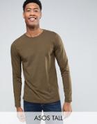 Asos Tall Long Sleeve T-shirt With Crew Neck - Green