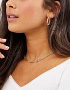 Asos Design Choker Necklace With Rose Pendants In Gold Tone