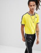 Kappa Banda T-shirt With Popper Fastening In Yellow - Yellow