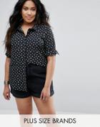 Brave Soul Plus Beatrice Shirt In Bird Print - Black