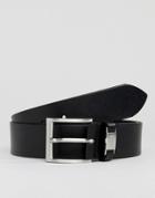 Boss Connio Leather Logo Keeper Belt In Black - Black