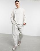 Asos Design Oversized Long Sleeve T-shirt With Seam Detail In Off White
