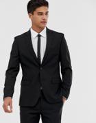 Moss London Skinny Fit Suit Jacket In Black With Stretch - Black