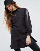 Ellesse Relaxed Sweat Dress With Double Layer Peplum Hem - Black