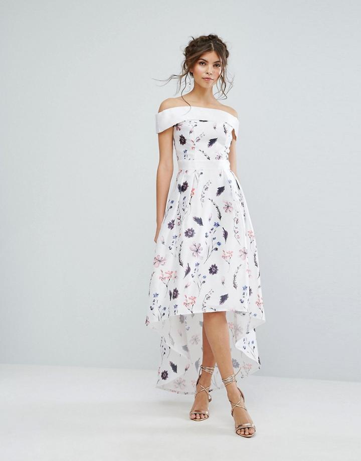 Chi Chi London Floral Dress With Extreme High Low - Multi