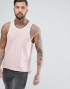 Asos Design Longline Skater Vest With Contrast Bound Hem In Pink - Multi