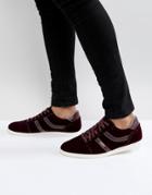 Boss Casual Rumba Velvet Sneakers In Burgundy - Red