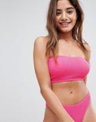 Asos Mix And Match Crinkle Bandeau Bikini Top - Pink
