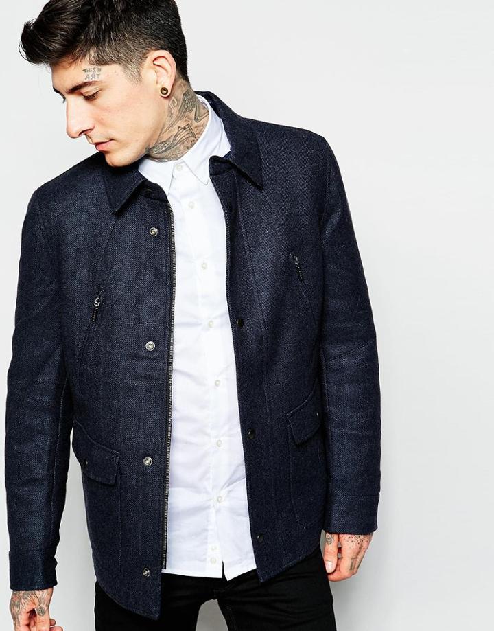 Sisley Reversible Quilted Wool Coat - Navy