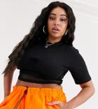 Public Desire Curve Structured Crop Top With Lace Hem