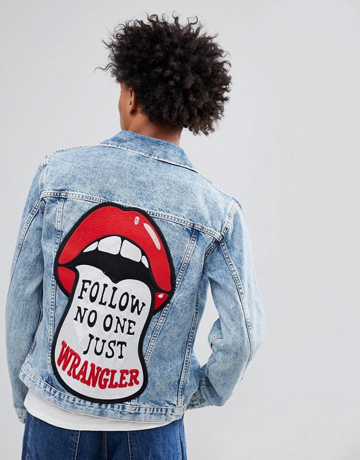 Wrangler Denim Jacket With Retro Back Print - Blue