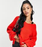 Threadbare Tall Fluffy Knit Sweater In Bright Red