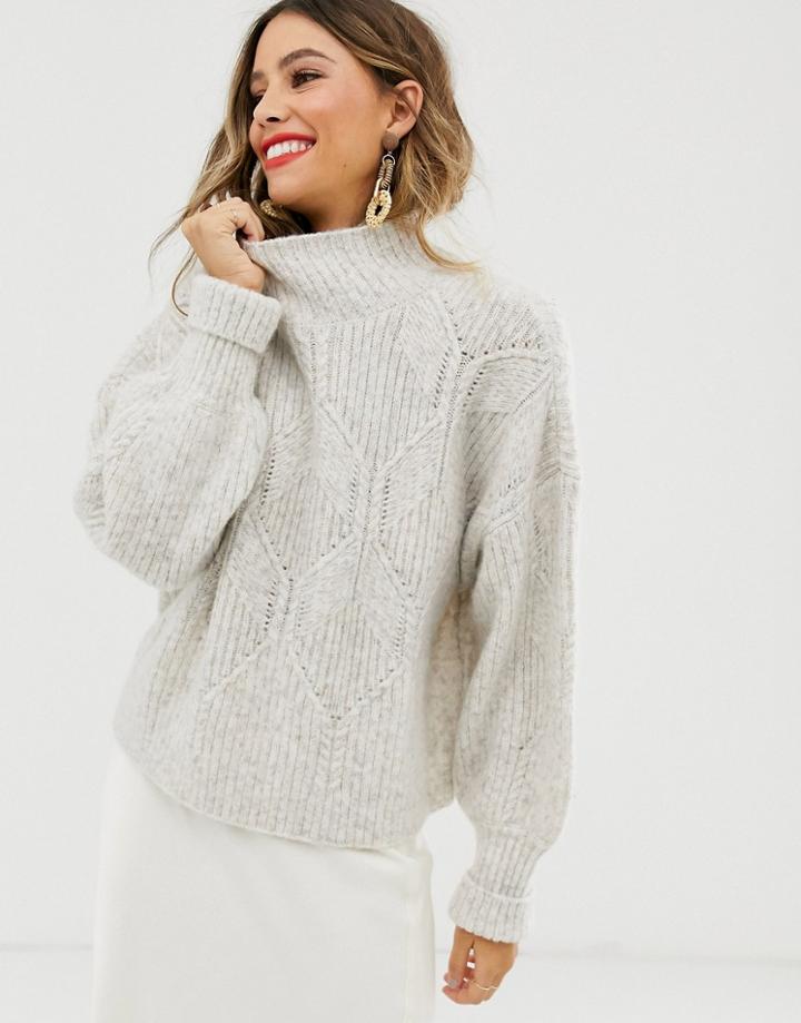 & Other Stories Cable Knit Sweater In Cream