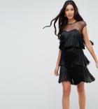 Asos Tall Ultimate Fringe Layered Mini Dress - Black