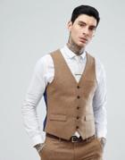 Harry Brown Camel Nep Slim Fit Suit Vest - Tan