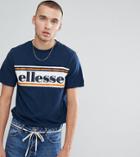 Ellesse T-shirt With Logo Panel In Navy - Navy