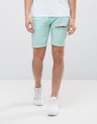 Asos Denim Shorts In Skinny Ice Blue With Thigh Rip - Blue