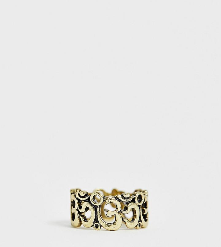 Reclaimed Vintage Inspired Om Style Band Ring In Burnished Gold Exclusive To Asos - Gold